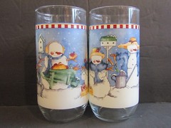 CAMBRIDGE POTTERIES-Winter’s Garden~Set of 2 Glass TUMBLERS~5.75″