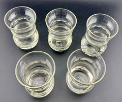Vintage Stemless Etched Cordial/Liqueur Glasses Set of 5