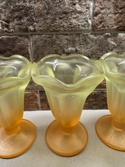 Libbey Ombre Colorful Frosted Parfait Ice Cream Sundae Footed Glasses 4 pc Retro