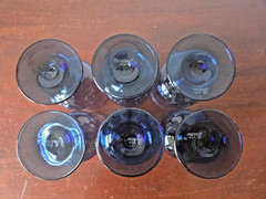 6 Pfaltzgraff Yorktowne Dark Blue Navy Stemmed Glasses 8 oz Water Wine Goblets