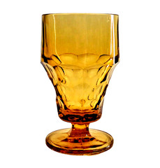 Anchor Hocking Georgian Glass Paneled Goblet Footed Tumbler Amber Gold 5.5″
