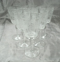 Glastonbury-Lotus BRIDAL BOUQUET Set of 6~7-3/8″ Water Goblets Stem 2010 HTF Vtg