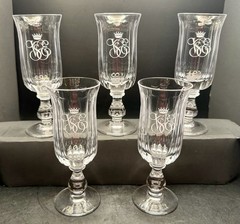 Set of 5 VSOE Venice Simplon Orient Express Crystal Champagne Glasses 6 1/4″