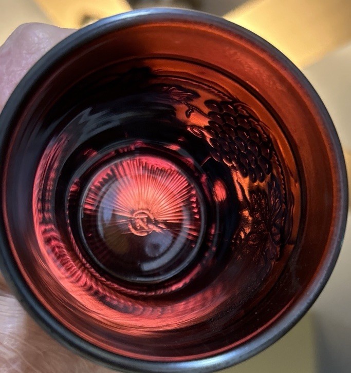 Vintage Northwood Grapes and Cable Amethyst Carnival Glass Tumbler