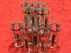 Vintage Culver Roman Corinthian 22k Gold Highball Glasses Set Of 6 MCM signed