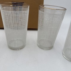 Vintage 1950’s Mid Century Jeanette Glasses Tumblers Set Of 6 New MCM White NOS