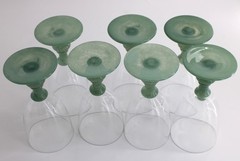 Set of 7 Villeroy & Boch Isabelle Blown Glass Water Goblets in Jade Green