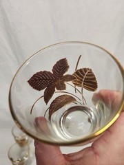 Libbey Gold Leaf Tumblers Glasses 5.25″ Rounded Vintage Set of 4