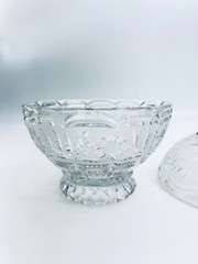 VINTAGE ZAJECAR 11″ TALL FOOTED COMPOTE CANDY DISH 24% LEAD CRYSTAL FLORAL CUT