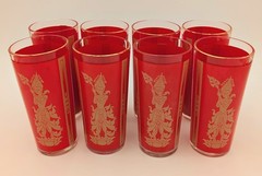 Vintage Thai Princess Siam Red Highball Glasses Set 8 – Culver Style MCM
