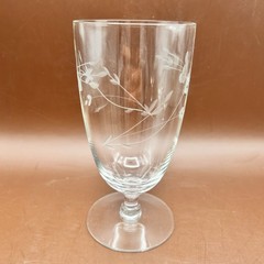 SET OF 4 PRINCESS HOUSE HERITAGE FOOTED ICED TEA GLASSES #425 FLORAL ETCHED 6”