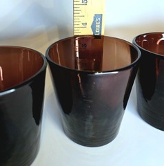 (557) Vintage Handcrafted Cranberry Color Glasses 3.75″ tall Set Of 4