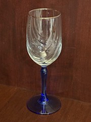 Lenox Cobalt Blue Stem Wine Glasses Goblets 8” Swag Drape Gold Rim 8 oz set of 4