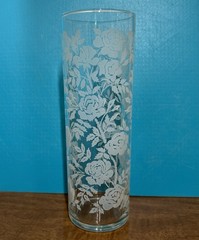 Vintage Libbey Glasses 12 fl.oz Pale Blue Roses w/Leaves 7″ Highball/Coolers