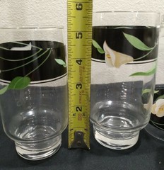 Lot 4 Sango quadrille Black Lilies Tumblers Glasses 12oz and 16oz