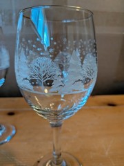 Vintage Set of 6 Libbey Winter Wonderland Etched Frosted Trees Wine Goblet