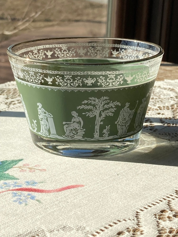 Jeanette Wedgewood Grecian Green Jasperware Glasses 3.75″ Diameter ~2.25″ Tall