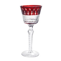 Bohemian Style Ruby Red Wine Goblet Glasses Hand Cut St.Louis Stemware Gift Pack