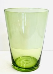 Set of 5 Olive Green Glass Tumblers Mid Century Modern Tapered Drinking Glasses