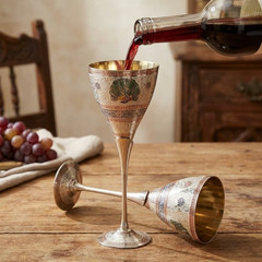 Luxury Peacock Wine Goblet | Set of 2 | Handcrafted By Artisan | Velvet Gift Box