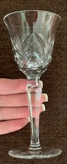 4 Fine cut lead crystal 6 3/8″ Wine stems oval leaf fan cut