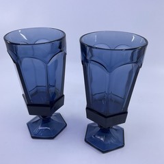Fostoria Virginia Dark Blue Iced Tea Glasses 6 7/8” – Set Of 2