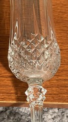 Clear Cut Glass Tall Champagne Flutes Set Of 3 Diamond Pattern Gold Trim Classic