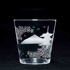 Made in Japan Rocks Glass – Five-story pagoda & Mount Fuji Design 340ml NEW