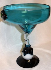 Hand Blown Glass Rustic Ball/Claw Large Twist Stem Martini Goblet-Applied Prunt