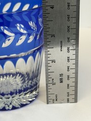 Imperial Estate Triumph Crystal Cobalt Blue Cut To Clear Lowball Glass 12oz EUC