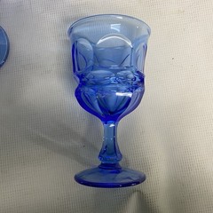 Set Of 4 Blue Water Goblets Fostoria Argus Stemmed Drinking Glasses 6 1/2”