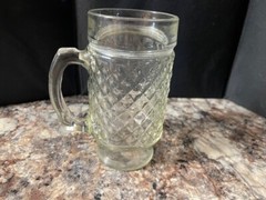 Vintage 5 3/4” Anchor Hocking Glass Mug Quilted Diamond Point Pattern
