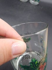 Set of 3 Portmeirion The Holly and Ivy Double Old Fashioned 10 OZ glasses ISSUES