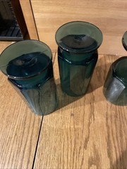 Vintage Colony Nouveau Riviera Blue Teal Water Glass Set 4 octagonal mcm