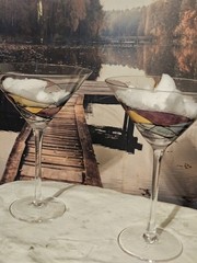 Vintage Crystal Martini Glasses by Artland Helios