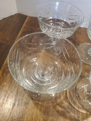Vintage 1940s Etched Rock Sharpe Dessert Sherbet Glasses Star Bottom Set of 6