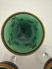 3 Tiffin Vintage Bouquet Green – Gold Encrusted LIQUEUR Glassware