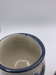 Set of 2 Vtg Ceramic 8 Oz Wine Goblets Handmade Signed Rustic Floral Design