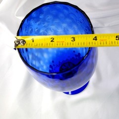 Large Empoli Cobalt Blue Glass Goblet with Optic Pattern 12″ Tall Twisted Stem