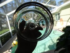 Unknown Maker UNK4693 Blown Clear Glass Platinum Gold Band Short Champagne VGUC