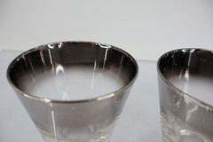 Vitreon Queens Lusterware Silver Fade Ombre Rocks Glasses Set of 3 Vintage MCM