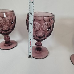 Vintage Imperial Glass Ohio Provincial Amethyst Thumbprint Goblets Set 6 Purple