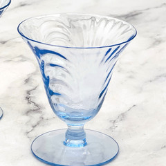 2 Cambridge Caprice Moonlight Blue Stem Footed Cocktail Glasses 3 3/4″ Pristine