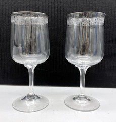 Two Lenox Crystal Moonspun Platinum Wine Goblets Fine crystal stemware