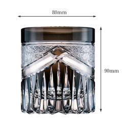 Edo Kiriko Whiskey Glass Hand Cut To Clear Black Crystal Tumbler 11oz