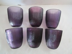 Vintage Amethyst Purple Ombré ribbed textured Glass 6 rocks Whiskey rock 12 Oz.