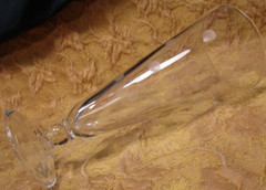 8 MCM clear glass etched polka dots pilsner beer footed 7 5/8″ high tumblers