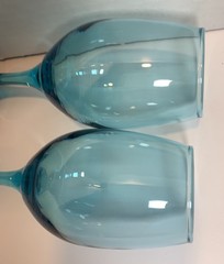 Cristar RIOJA Turquoise Aqua Stemmed Wine Glasses 8″ Tall Set Of 2 EXCELLENT