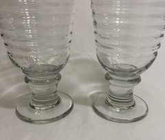 Libbey Sirrus Glass Goblet 12oz Beehive Ribbed Footed Pedestal Set Of 2 VINTAGE