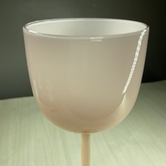Vtg Carlo Moretti Pink & White Cased Wine Glass Tall 9” 60s MCM